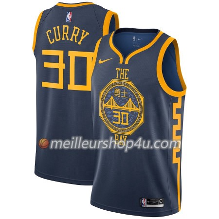 Maillot Basket Homme Golden State Warriors Stephen Curry 30 2018-19 Nike City Edition Navy Swingman